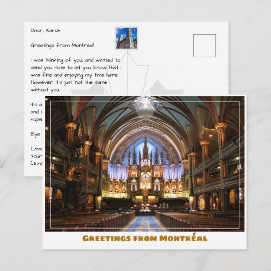 Montréal Canada Notre Dame Cathedral Inside Briefkaart (Voorkant / Achterkant)