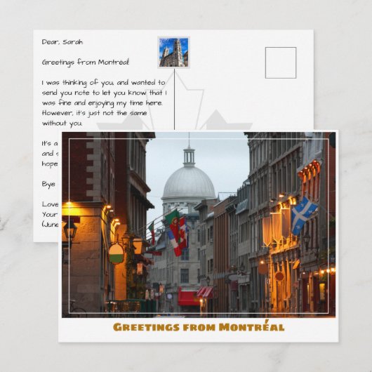 Montréal Canada Oude Stad bij Dusk Briefkaart (Voorkant / Achterkant)