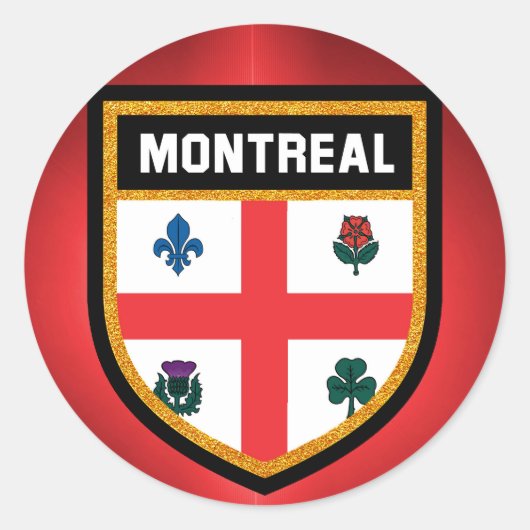 Montreal Flag Ronde Sticker (Voorkant)