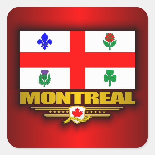 Montreal Flag Vierkante Sticker (Voorkant)