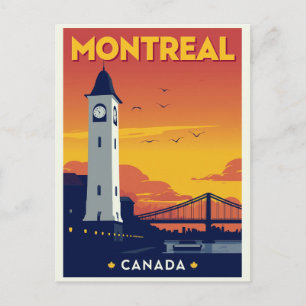 Montreal Klokkentoren Reis in Retro Stijl Briefkaart