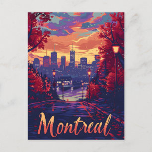 Montreal Nights: Stadslampen en Paarse wolken Briefkaart