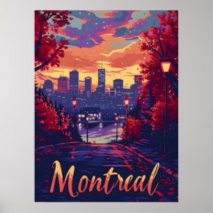 Montreal Nights: Stadslampen en Paarse wolken Poster