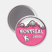 Montréal Québec Aimant de snowboardeur rose Canada (Recto/Verso)