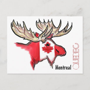Montreal Quebec Canadian Elk Art Flag briefkaart