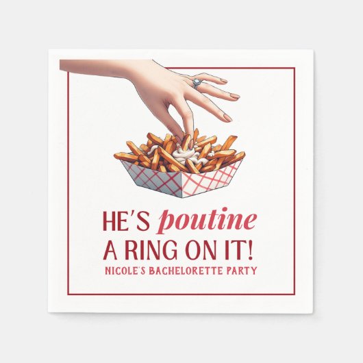 Montreal Quebec Poutine een Ring op het Bacheloret Servet (Voorkant)
