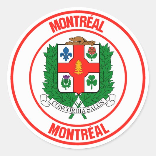 Montreal Round Emblem Ronde Sticker (Voorkant)