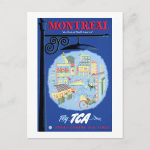 Montreal Vintage Travel Poster teruggezet Briefkaart