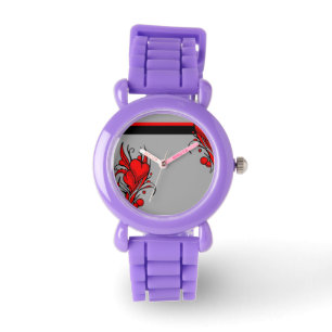 Montres cardiaques florales rouges
