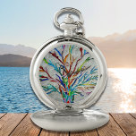 Montres De Poche Arbre coloré<br><div class="desc">Cette montre de poche unique est décorée avec un motif en mosaïque coloré. Mosaïque originale © Michele Davies.</div>