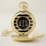 Montres De Poche Avocat moderne de rayures d'échelle d'or d'avocat<br><div class="desc">Montres de poche modernes d'avocat de rayures d'échelle d'or d'avocat.</div>