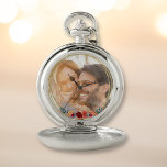Montres De Poche Élégant monogramme photo<br><div class="desc">Nous aimons les couleurs vives et les designs audacieux, donc nous voulions quelque chose de amusant et fantaisiste mais encore assez classe pour un cadeau mariage. Ce design présente des fleurs colorées et une typographie moderne sur un arrière - plan photo pour un look floral sophistiqué - parfait pour un...</div>