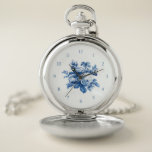 Montres De Poche Elegant Vintage China Blue Roses<br><div class="desc">Elegant et chic romantic painterly china blue vintage roses and foliage on clean background with customizable numerque.</div>