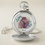 Montres De Poche Elégante photo géométrique et feuille d'or moderne<br><div class="desc">Cadre doré et géométrique moderne et élégant pour l'une de vos photos préférées.</div>