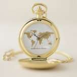 Montres De Poche Gold Foil World Map Custom Moveable Heart Location<br><div class="desc">Gold Foil World Map Custom Moveable Heart Location Cliquez sur la personnaliser pour positionner votre coeur ~ Consultez ma boutique pour voir toute la collection pour ce design!</div>