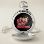 Montres De Poche J'Aime Ma Petite Amie Personnalisée<br><div class="desc">Vous cherchez un cadeau unique et personnel pour votre petit ami? Ne cherchez pas plus loin que notre design photo personnalisé I Love My Girlfriend! Téléchargez une photo pour créer un cadeau unique qu'il aimera. Il constitue un cadeau idéal pour les anniversaires, la Saint-Valentin, les anniversaires ou toute occasion spéciale....</div>