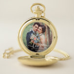 Montres De Poche Love Elegant White Script Photo Mariage Gold<br><div class="desc">Love Elegant White Script Photo Mariage Gold Pocket Watch</div>