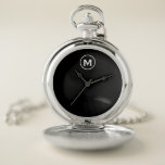 Montres De Poche Monogramme classique noir minimal<br><div class="desc">Monogramme minimaliste moderne Monogramme noir et blanc Emblème Noir et blanc Classic Type de bloc Monogramme Arrière - plan noir solide</div>