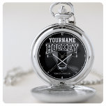 Montres De Poche NOM Personnalisé Joueur de hockey Stick Puck Team<br><div class="desc">NOM Personnalisé Joueur Hockey Stick Puck Team Design -Personnaliser avec votre nom ou texte personnalisé!</div>