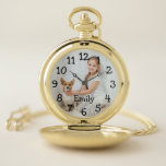 Montres De Poche Nom photo personnalisé Élégant<br><div class="desc">Personnalisez avec le nom et la photo d'un proche pour créer un cadeau unique. Conçu par Thisisnotme©</div>