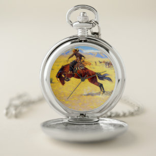 Montres De Poche Remington Old West Horse et Cowboy