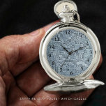 Montres De Poche Sapphire Leaf<br><div class="desc">Design graphique,  de feuilles floraux,  encadré dans,  vitré,  texturé motif,  aux couleurs de,  bleu-violet,  bleu-gris,  noir et blanc.</div>