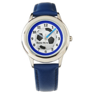 Montres de soccer bleu pour enfants avec leur NOM