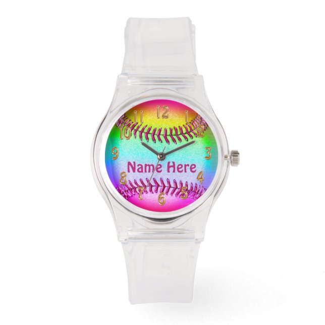 Montres de softball personnalisées pour filles et  (Recto)