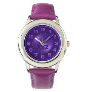 Montres des initiales personnalisées violettes brû