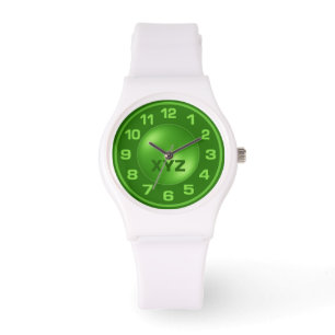 Montres d'initiales personnalisées en vert brûlé