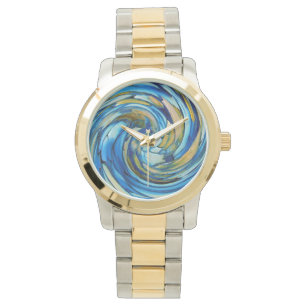 Montres Dolphin Abstraites Bleues Et Or