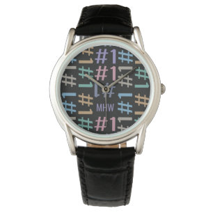 Montres monogrammes personnalisées "# 1" Motif