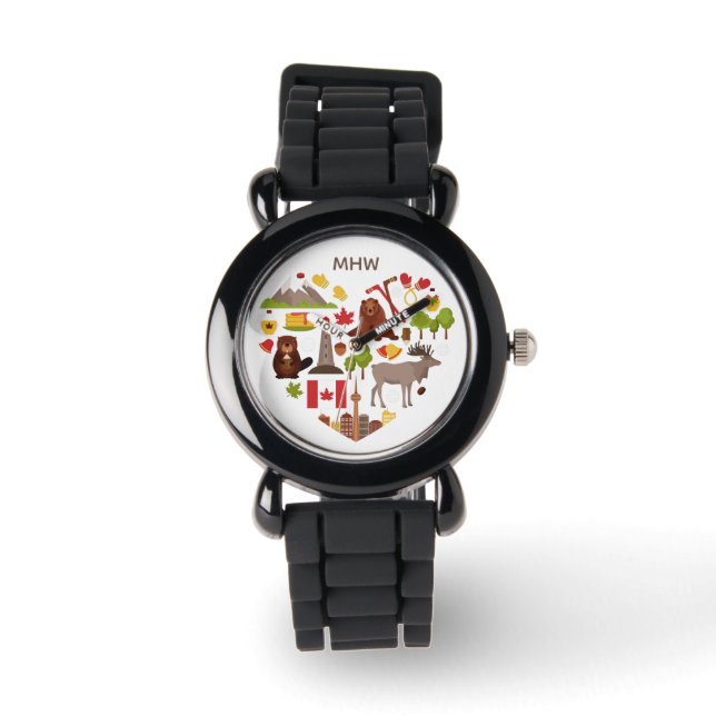 Montres monogrammes personnalisées Canadian Love (Recto)