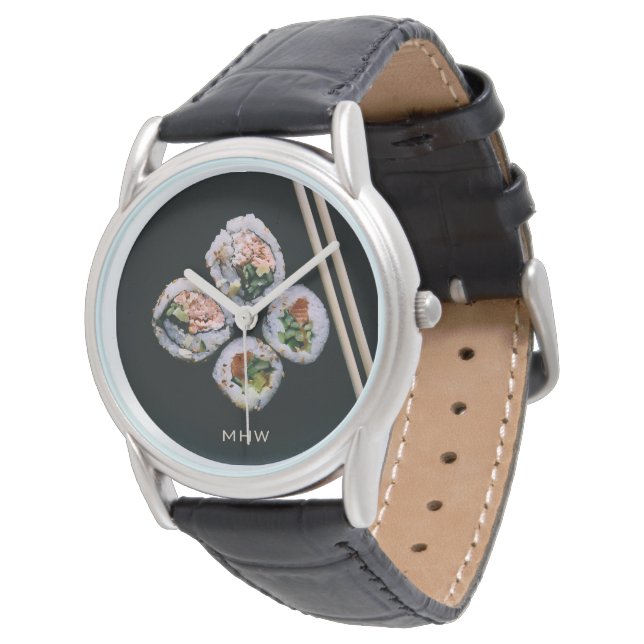 Montres monogrammes sushis personnalisés (Incliné)