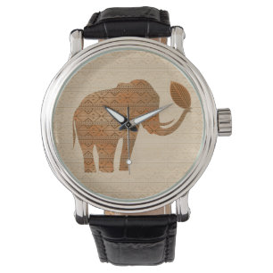 Montres tribales de conception d'art d'éléphant