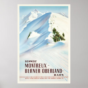 Montreux Berner Oberland Zwitserland Vintage Poster
