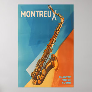 Montreux Jazz Festival Poster Retro Saxofoon Kunst