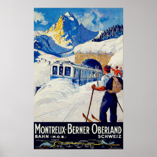 Montreux, spoorweg Berner Oberland, Zwitserland Poster