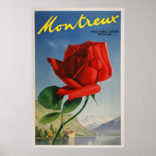 Montreux, Switzerland Vintage Travel Poster