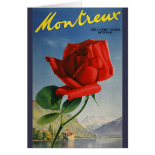 Montreux vintage Rose rouge Suisse Lac Léman
