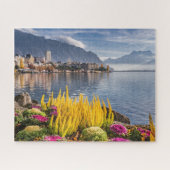 Montreux, Zwitserland, het mooie meer van Genève U Legpuzzel (Horizontaal)