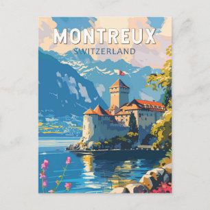 Montreux Zwitserland Reizen Kunst Vintage Briefkaart