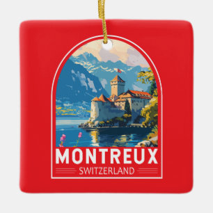Montreux Zwitserland Reizen Kunst Vintage Keramisch Ornament