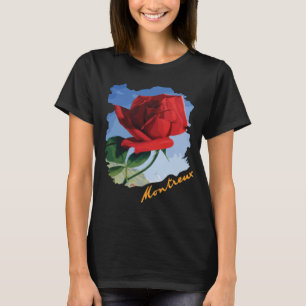 Montreux Zwitserland Rode Roos Blauwe Reis T-shirt