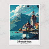 Montreux Zwitserland Vintage Travel Illustratie Briefkaart (Voorkant)