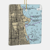 Montrose Harbour Chicago Lakefront Chart Keramisch Ornament (Rechts)