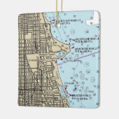 Montrose Harbour Chicago Lakefront Chart Keramisch Ornament (Links)