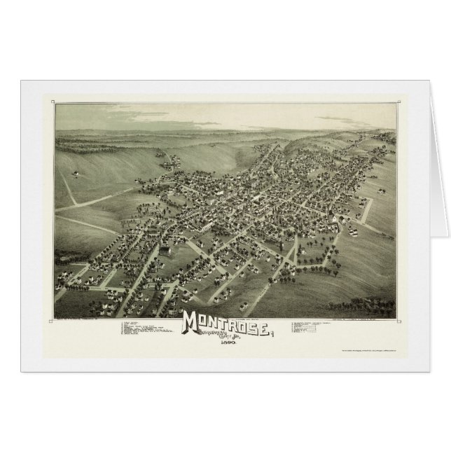 Montrose, PA Panorama Map - 1890 (Voorkant Horizontaal)