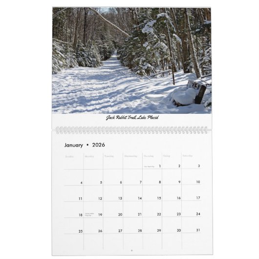 Monts Adirondack de New York Calendrier 12 mois (Jan 2026)