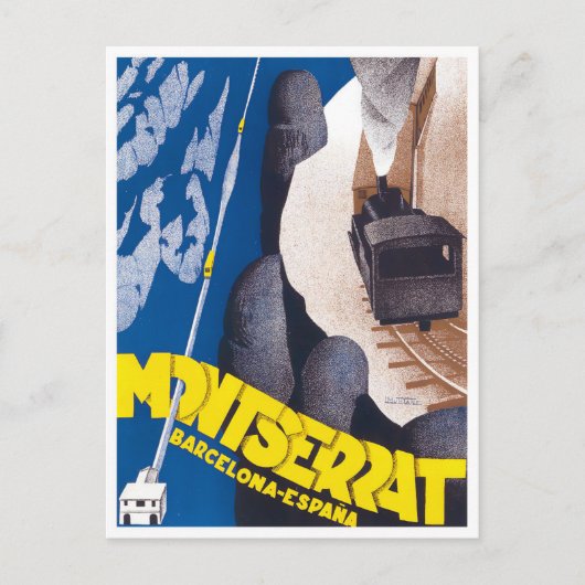 Montserrat cableway Spain vintage briefkaart (Voorkant)